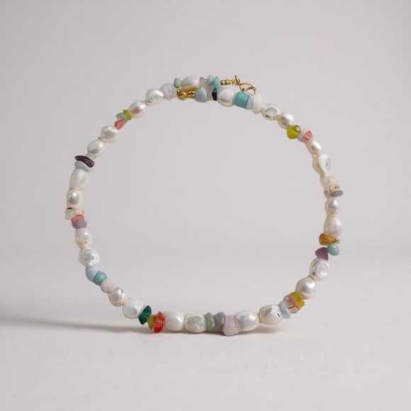 ✨New Handcrafted Irregular Pearl & Crystal Necklace – Real Pearls,Vibrant Colors - Picture 3 of 3